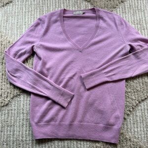 Everlane V-Neck Cashmere Sweater in Soft Purple